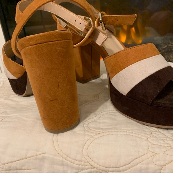 Platform faux suede neutral colour block shoes - Picture 11 of 12